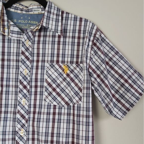 Nwot polo boys plaid button down top 14/16 - Picture 2 of 8